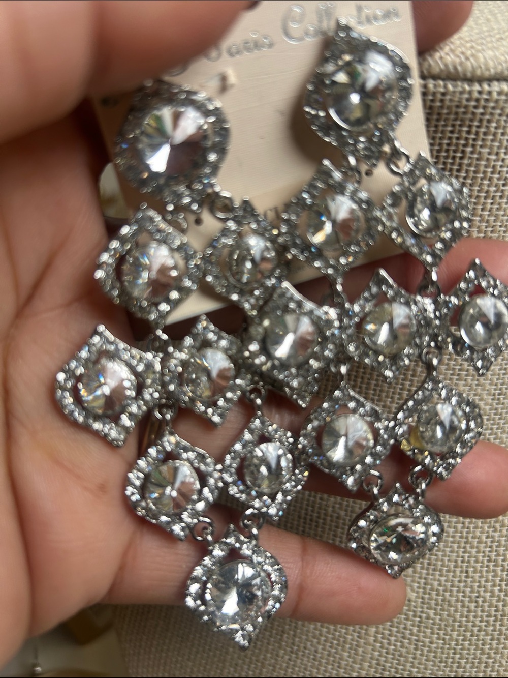 Crystal Chandelier Statement Earrings - Silver